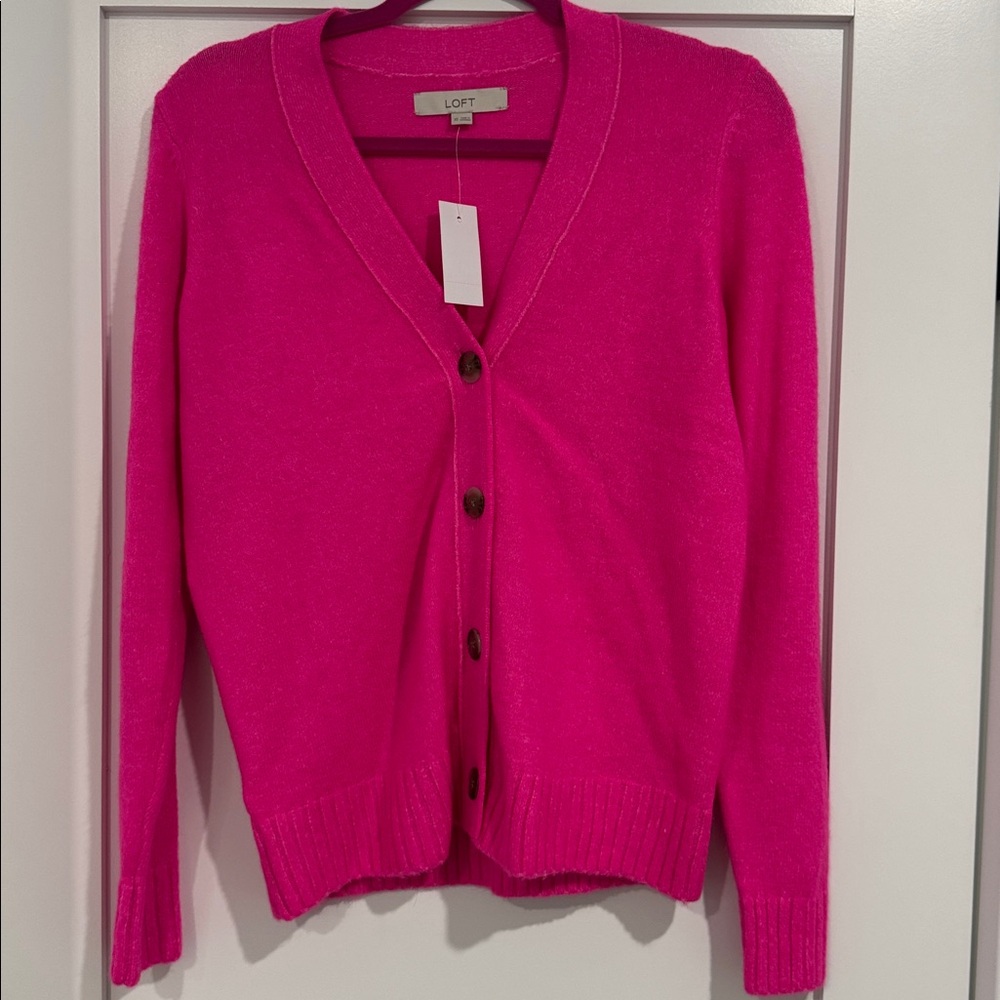 LOFT Hot Pink Cardigan Sweater Size XS NWT
